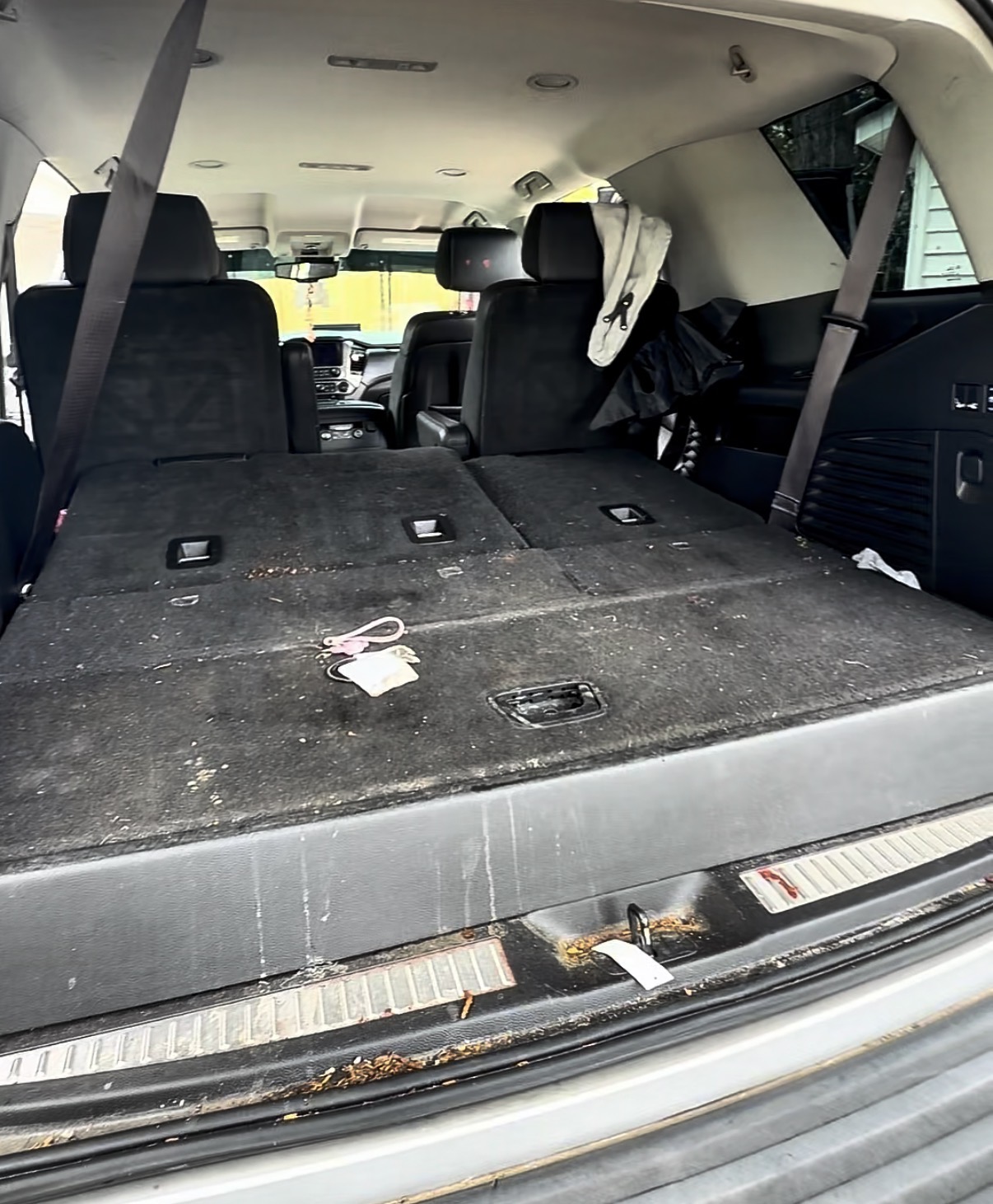 SUV cargo area before interior cleaning
